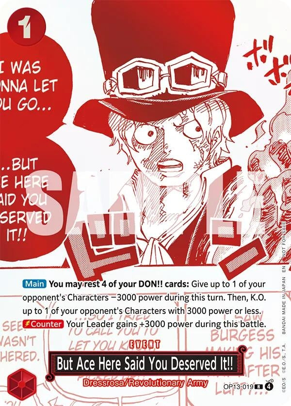 Image for But Ace Here Said You Deserved It!! (3rd Anniversary Treasure Campaign Pack) (OP13-019) (One Piece Promotion Cards) (OP-PR) - One Piece Card Game