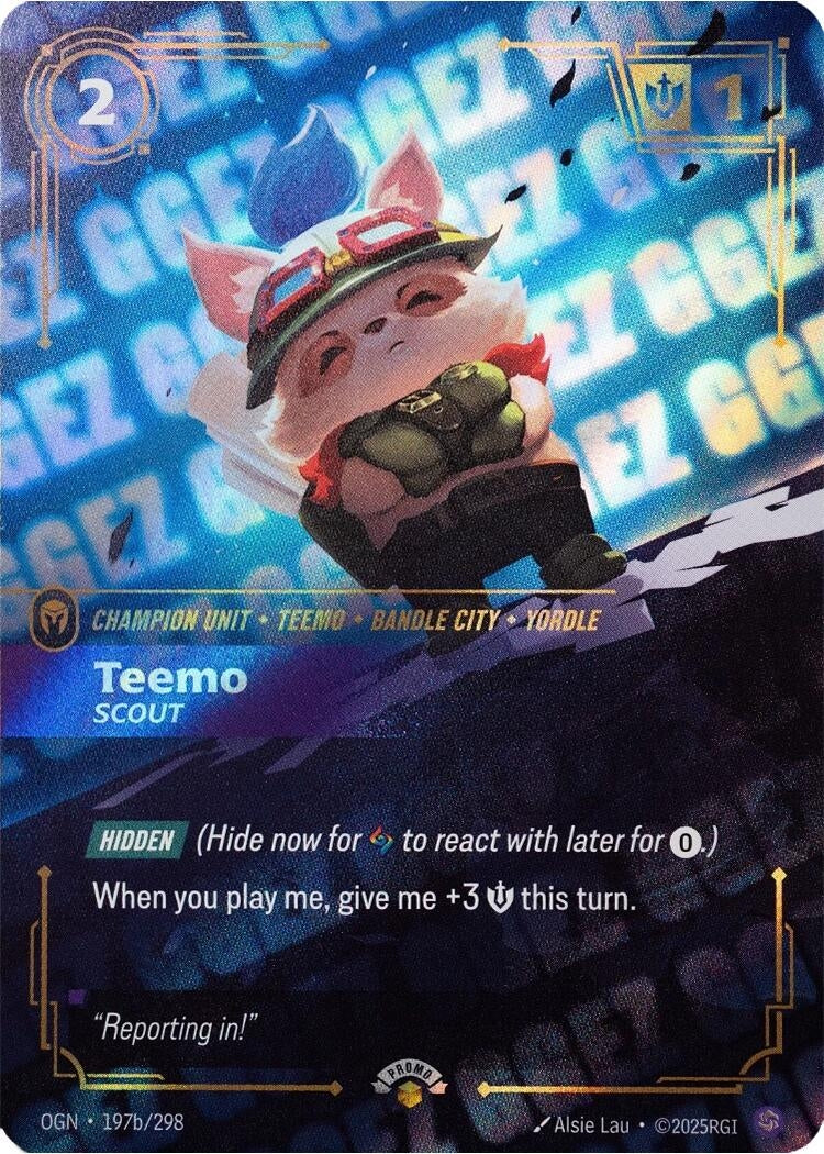 Teemo - Scout (GG EZ) (197b/298) (Riftbound Organized Play Promotional Cards)