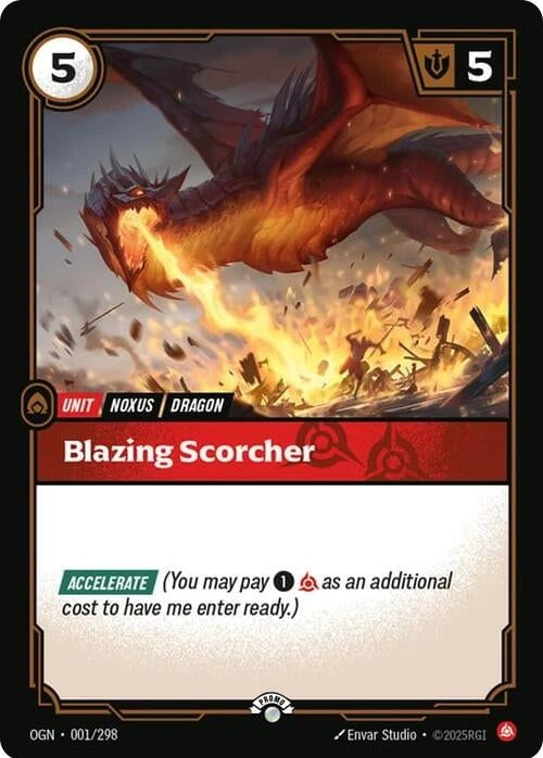 Blazing Scorcher (001/298) (Riftbound Organized Play Promotional Cards)