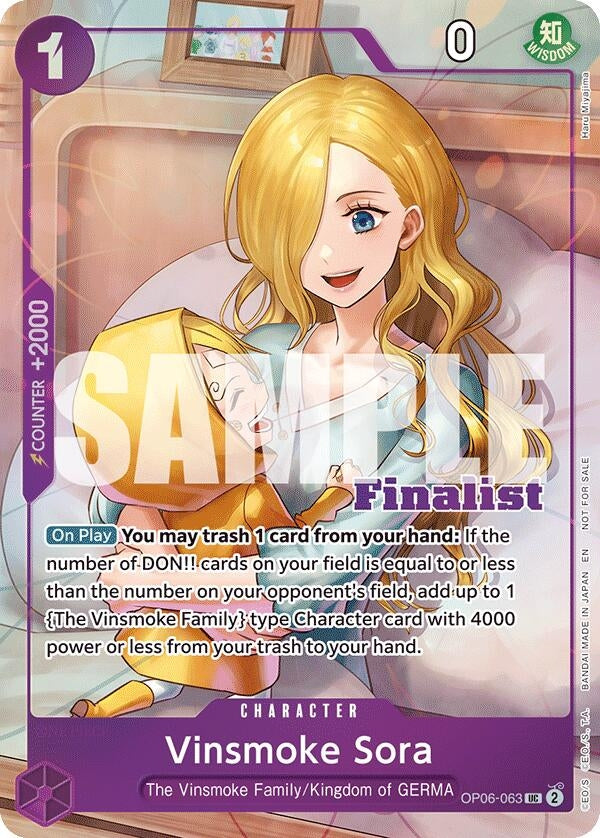 Image for Vinsmoke Sora (CS 25-26 Finalist Card Set 2) (OP06-063) (One Piece Promotion Cards) (OP-PR) - One Piece Card Game