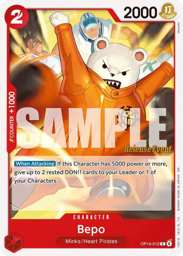 Image for Bepo (OP14-012) (The Azure Sea's Seven Release Event Cards) (OP14 RE) - One Piece Card Game