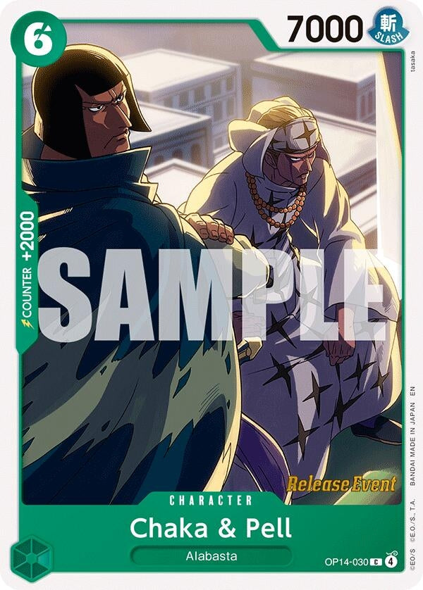 Image for Chaka & Pell - OP14-030 (OP14-030) (The Azure Sea's Seven Release Event Cards) (OP14 RE) - One Piece Card Game