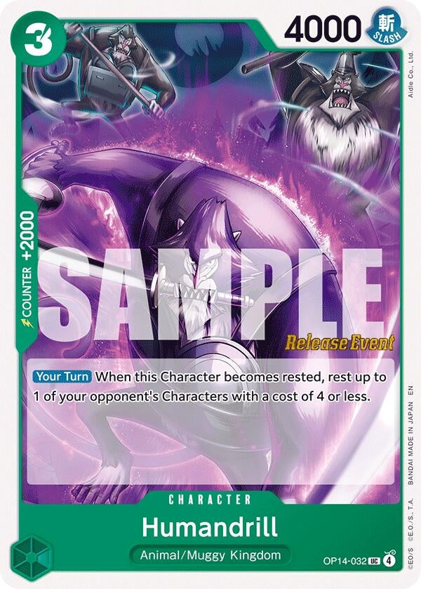 Image for Humandrill (OP14-032) (The Azure Sea's Seven Release Event Cards) (OP14 RE) - One Piece Card Game