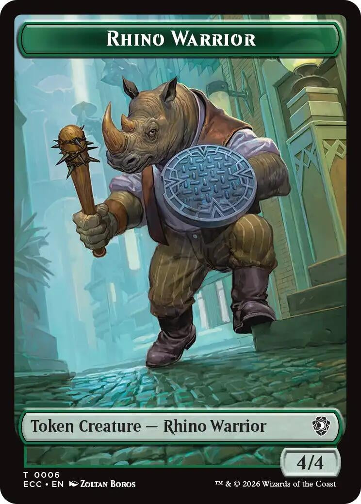 Image for Rhino Warrior // Elemental (0009) Double-Sided Token (6 // 9) - Magic: The Gathering