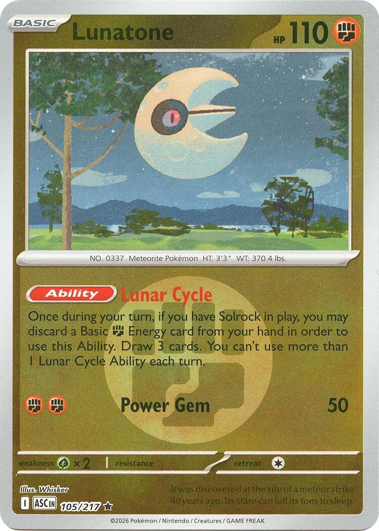 Image for Lunatone (Energy Symbol Pattern) (105/217) (ME: Ascended Heroes) - Pokemon