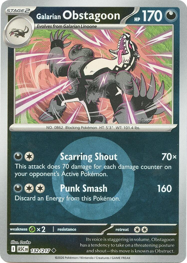 Image for Galarian Obstagoon - 132/217 (Energy Symbol Pattern) (132/217) (ME: Ascended Heroes) - Pokemon