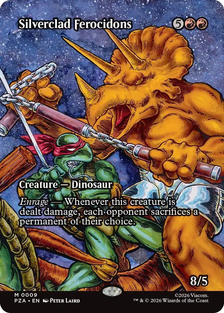 Image for Silverclad Ferocidons (Borderless) (9) (Teenage Mutant Ninja Turtles Eternal-Legal) - Magic: The Gathering