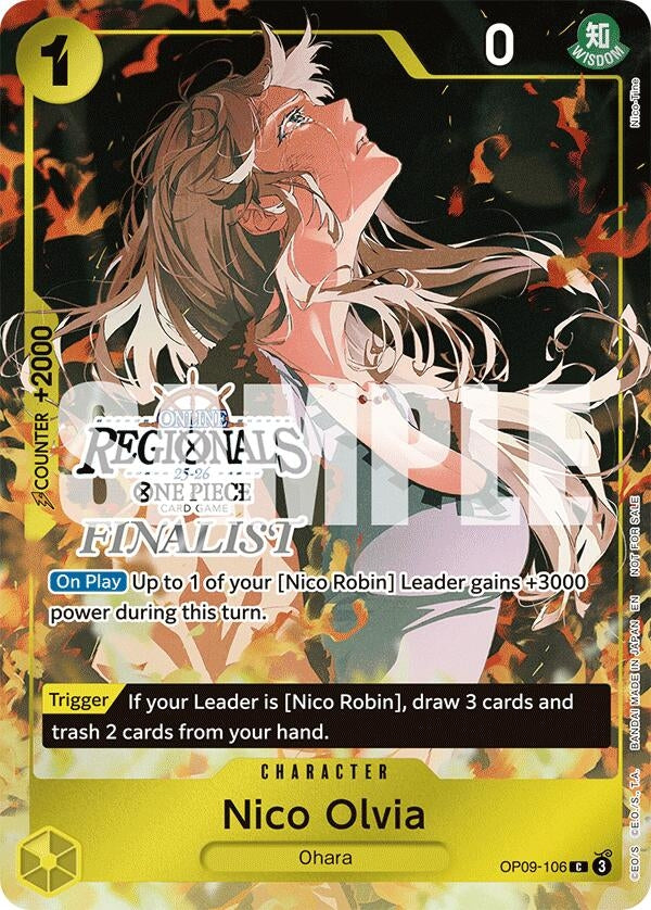Image for Nico Olvia (Online Regional Finalist Card Set 2025 Vol.1) (OP09-106) (One Piece Promotion Cards) (OP-PR) - One Piece Card Game