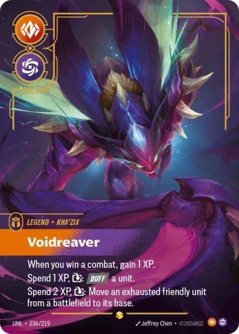 Image for Kha'Zix - Voidreaver (Overnumbered) (236/219) (Unleashed) - Riftbound: League of Legends Trading Card Game