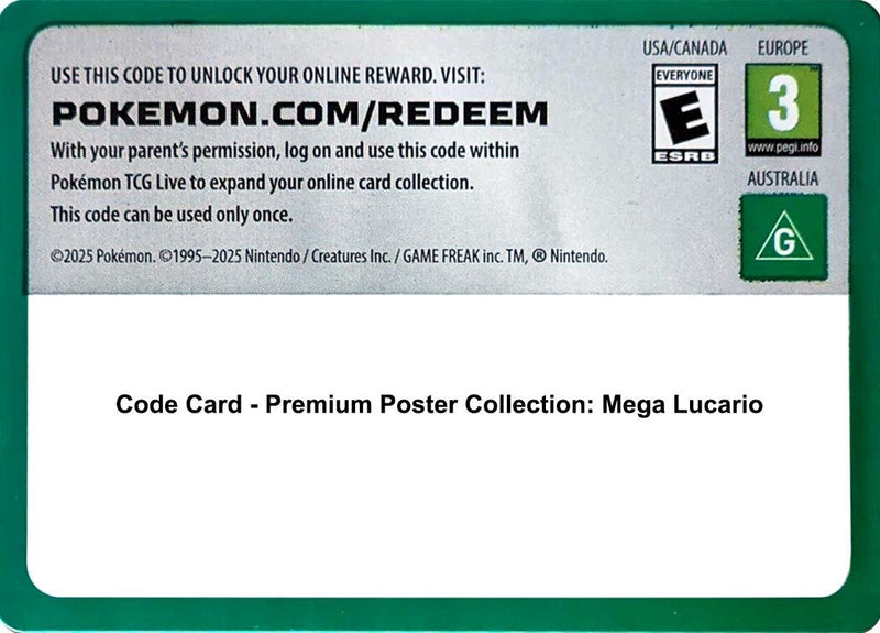 Image for Code Card - Premium Poster Collection: Mega Lucario (ME: Ascended Heroes) - Pokemon
