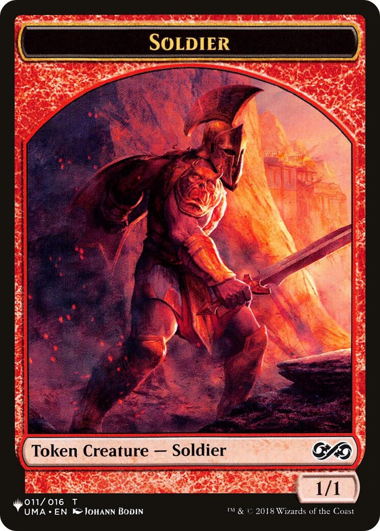 Image for Soldier (UMA) // Dwarf (ELD) Double-sided Token (11 // 7) (The List Reprints) - Magic: The Gathering