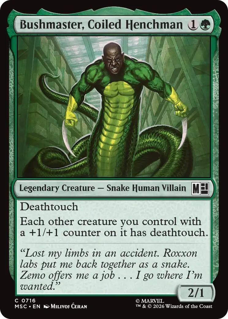 Image for Bushmaster, Coiled Henchman (716) (Commander: Marvel Super Heroes) - Magic: The Gathering
