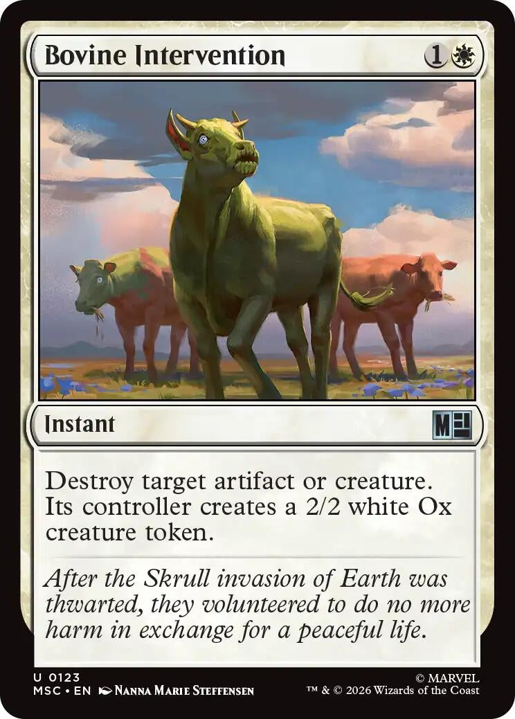Image for Bovine Intervention (Surge Foil) (123) (Commander: Marvel Super Heroes) - Magic: The Gathering
