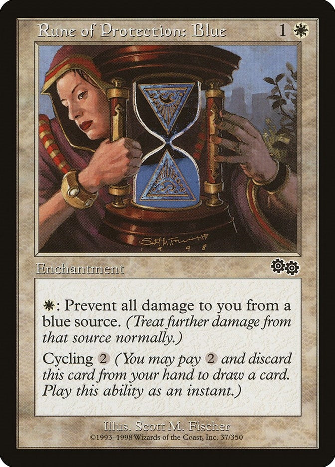 Rune of Protection: Blue (37) (Urza's Saga)