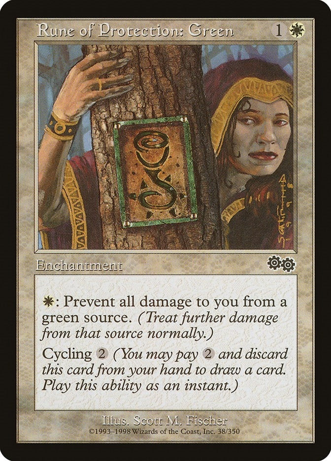 Rune of Protection: Green (38) (Urza's Saga)
