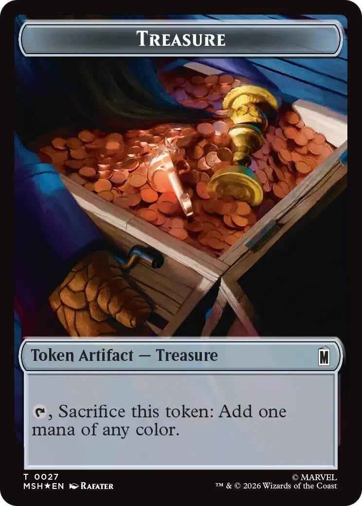 Image for Treasure (027) // Rogue (025) Double-Sided Token (Surge Foil) (27 // 25) (Commander: Marvel Super Heroes) (MSC) - Magic: The Gathering