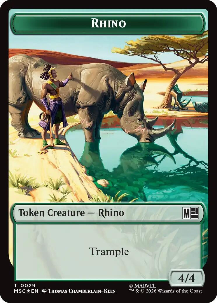 Image for Rhino (029) // Elephant (028) Double-Sided Token (Surge Foil) (29 // 28) (Commander: Marvel Super Heroes) (MSC) - Magic: The Gathering