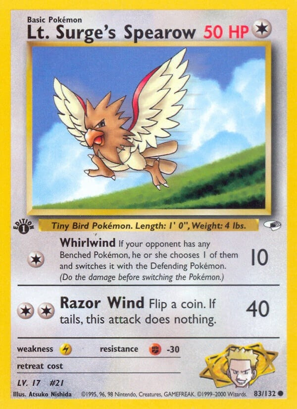 Image for Lt. Surge's Spearow (83) (083/132) (Gym Heroes) - Pokemon
