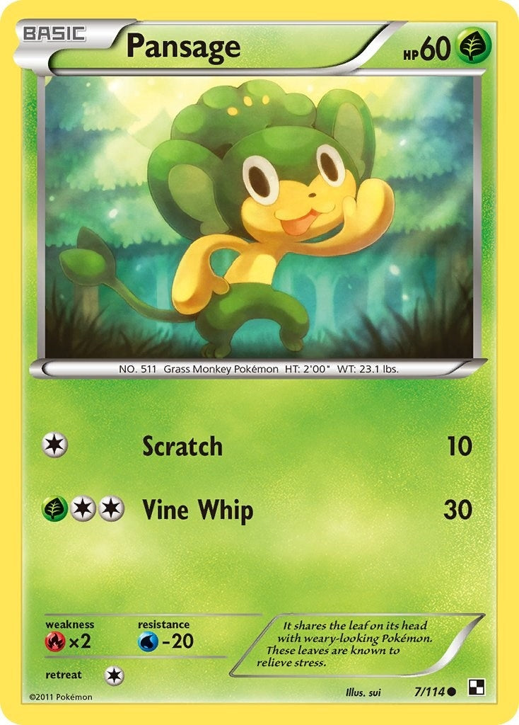 Image for Pansage (7/114) (Black and White) - Pokemon