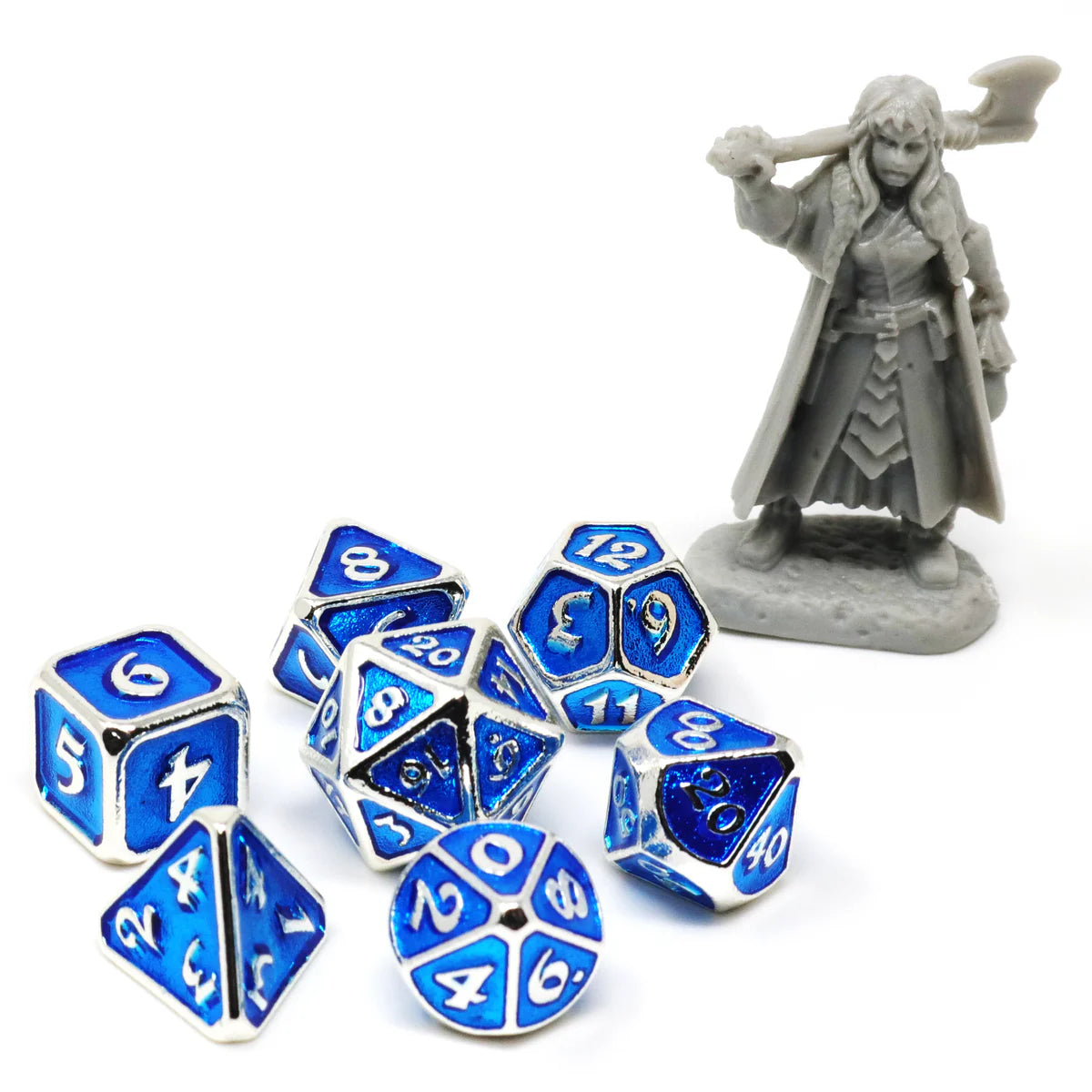 Die Hard Dice Critlings 7pc Mini RPG Set - Platinum Aquamarine