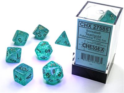 Borealis® Polyhedral Teal/gold Luminary™ 7-Die Set