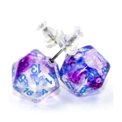 Stud Earrings Nebula Nocturnal Mini-Poly d20 Pair