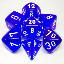 Translucent Polyhedral Blue/white 7-Die Set