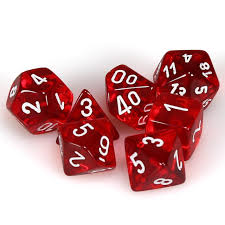 Translucent Polyhedral Red/white 7-Die Set