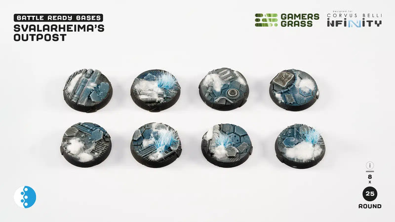 Gamers Grass Battle Ready Bases - Svalarheima’s Outpost - Round 25mm (8x)